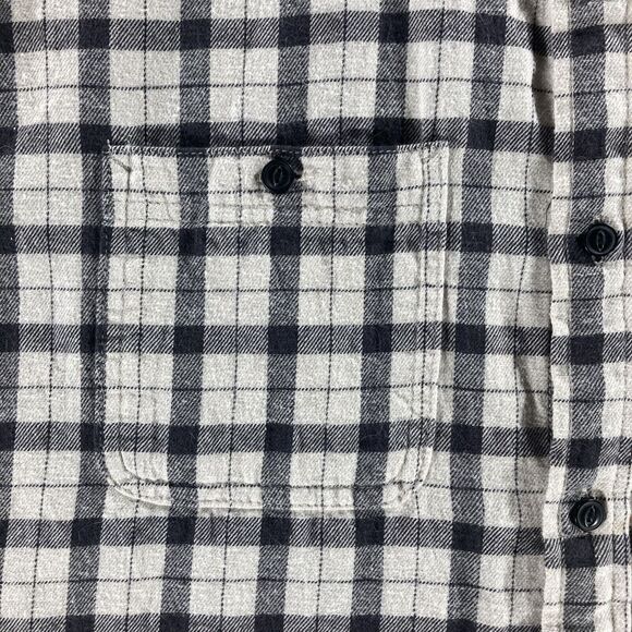 Mutual Weave Flannel Shirt Men's Size Large Ivory Check Plaid Long Sleeve Cotton - Picture 4 of 12